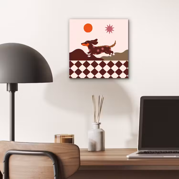 Hond - Abstract - Dieren - Modern - Bruin aluminium wit klein -sfeer5