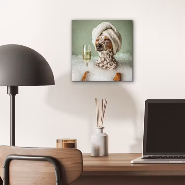 Hond - Bad - Champagne - Handdoek aluminium wit klein -sfeer5