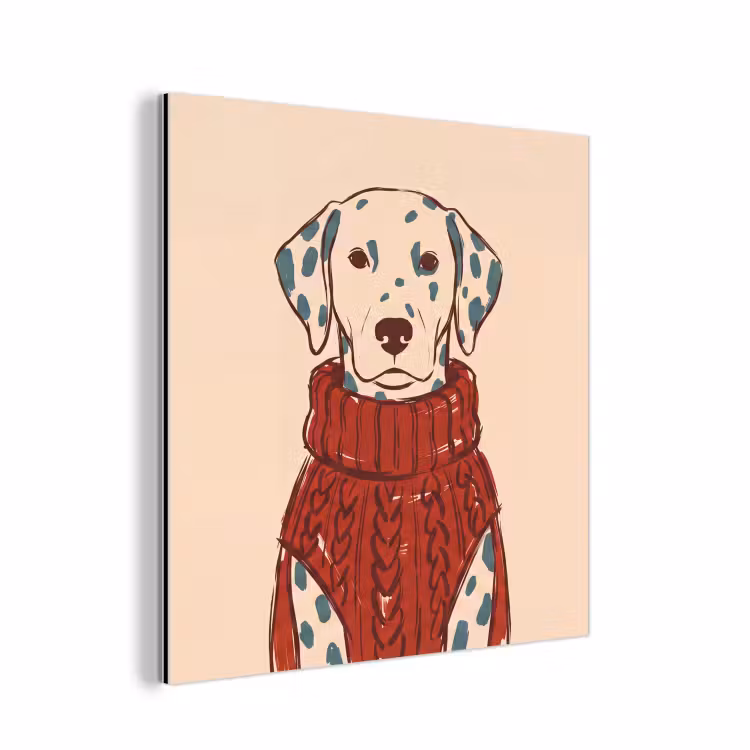 Hond - Trui - Winter - Dieren - Rood aluminium wit klein -3d