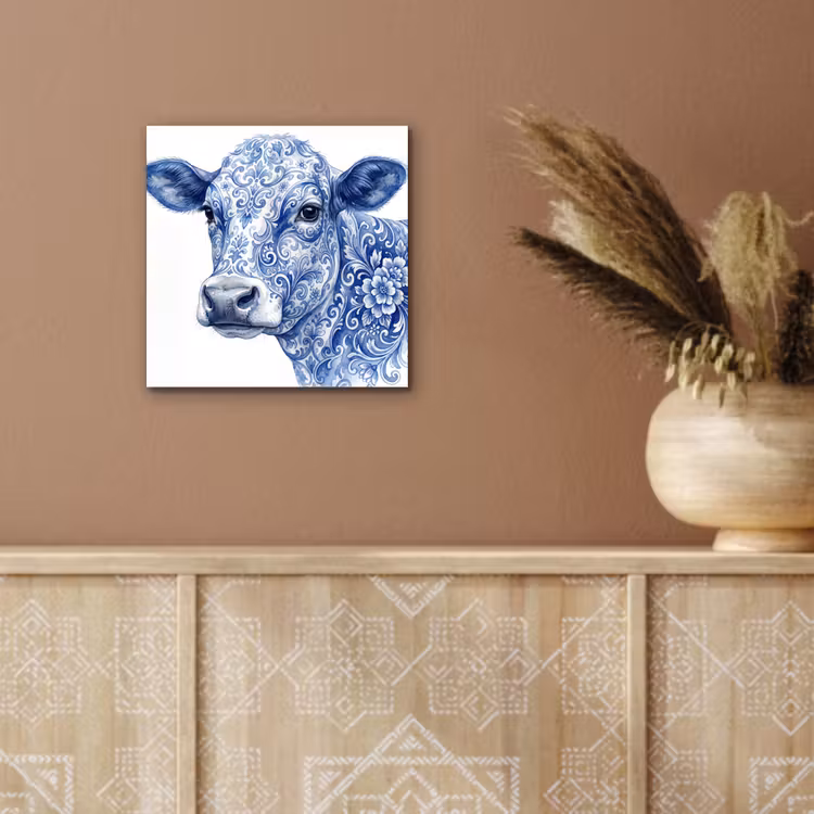 Illustratie - Koe - Blauw aluminium wit klein -sfeer4