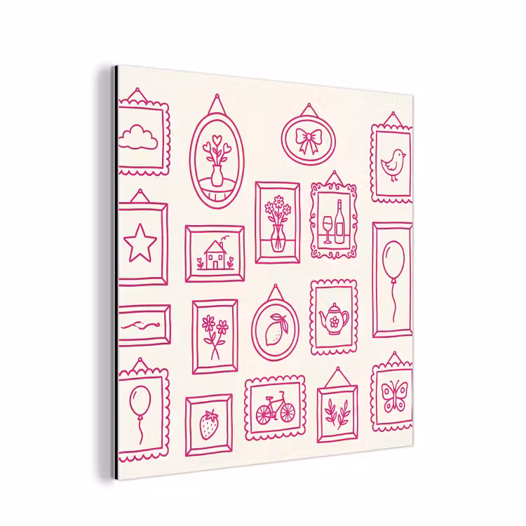 Illustratie - Collectie - Kunst - Minimalistisch - Roze aluminium wit klein -3d