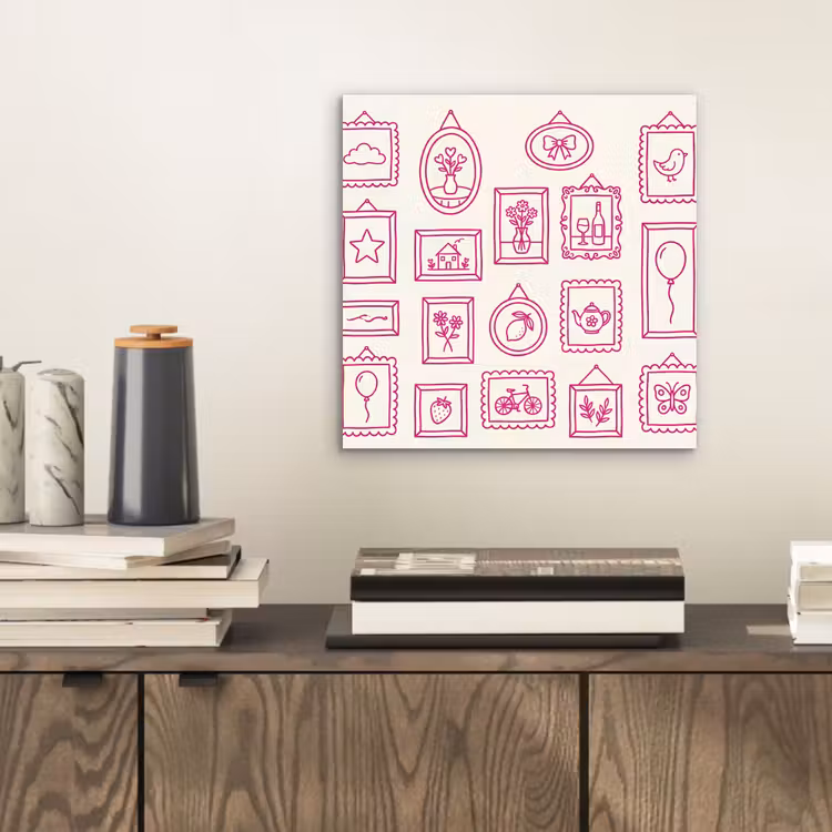 Illustratie - Collectie - Kunst - Minimalistisch - Roze aluminium wit klein -sfeer1