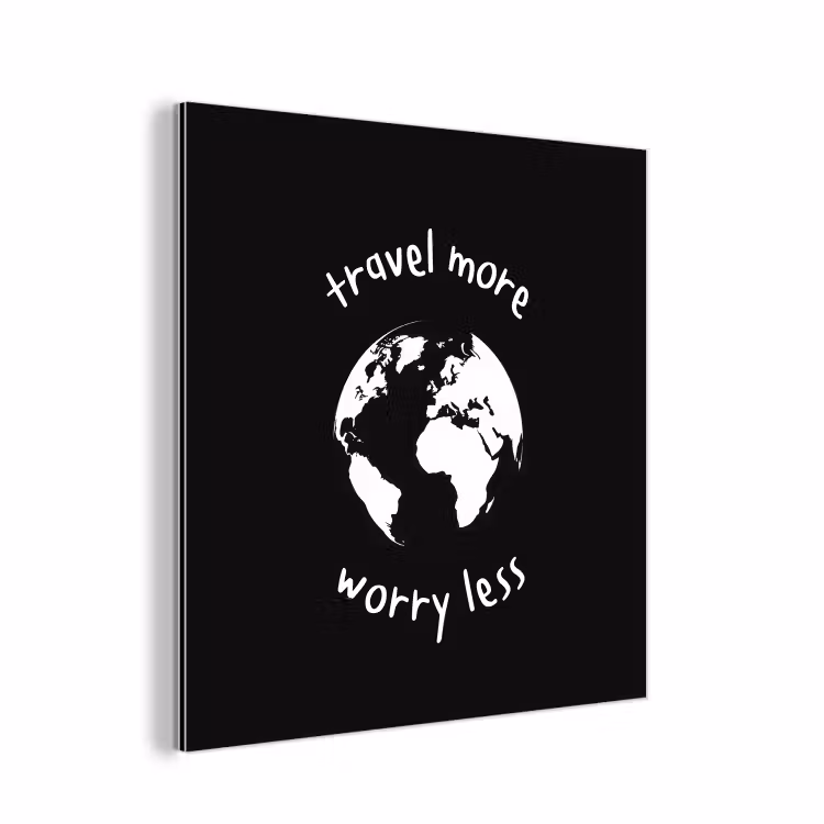 Illustratie - Zwart - Planeet - Quote aluminium wit klein -3d