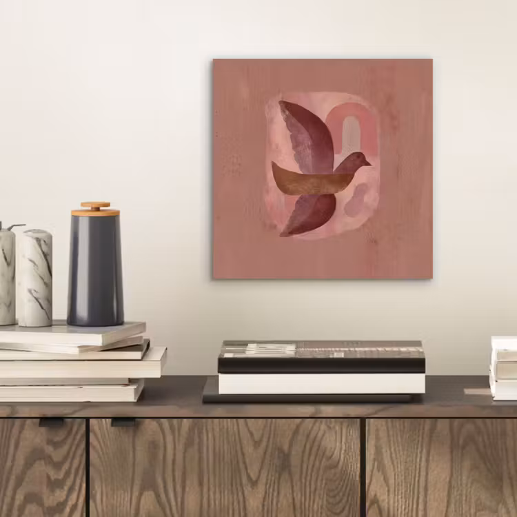 Illustratie - Vogels - Abstract - Roze aluminium wit klein -sfeer1