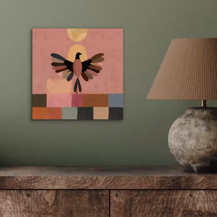 Illustratie - Vogel - Vlakken - Kleurrijk aluminium wit klein -sfeer2