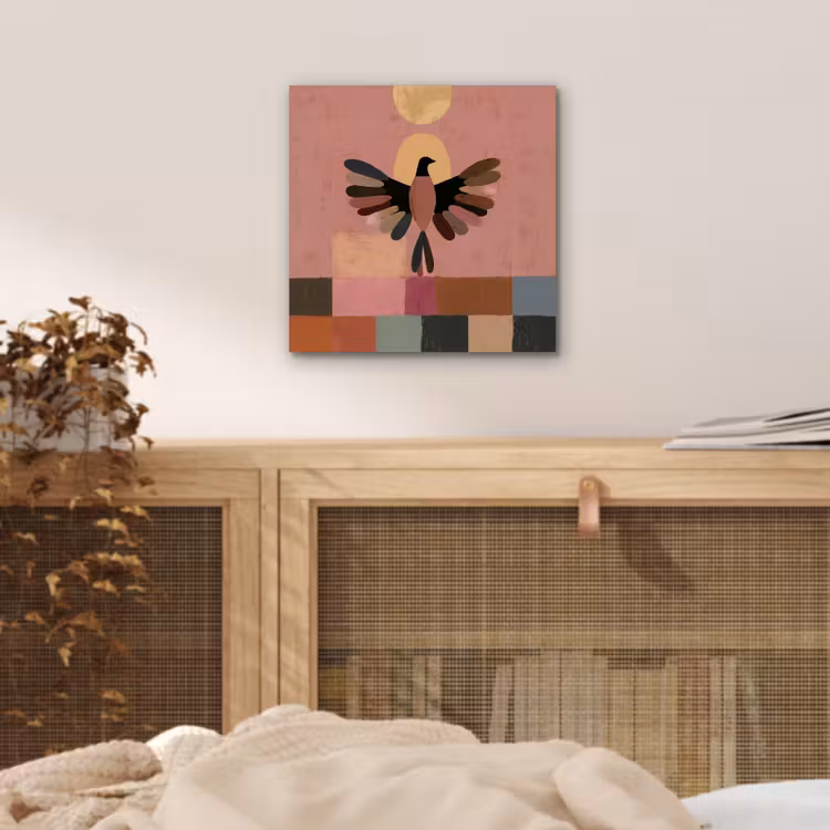 Illustratie - Vogel - Vlakken - Kleurrijk aluminium wit klein -sfeer3