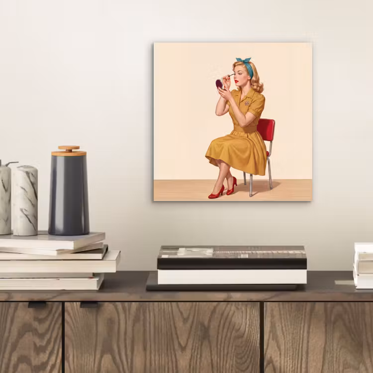 Illustratie - Mascara - Vrouw - Geel aluminium wit klein -sfeer1