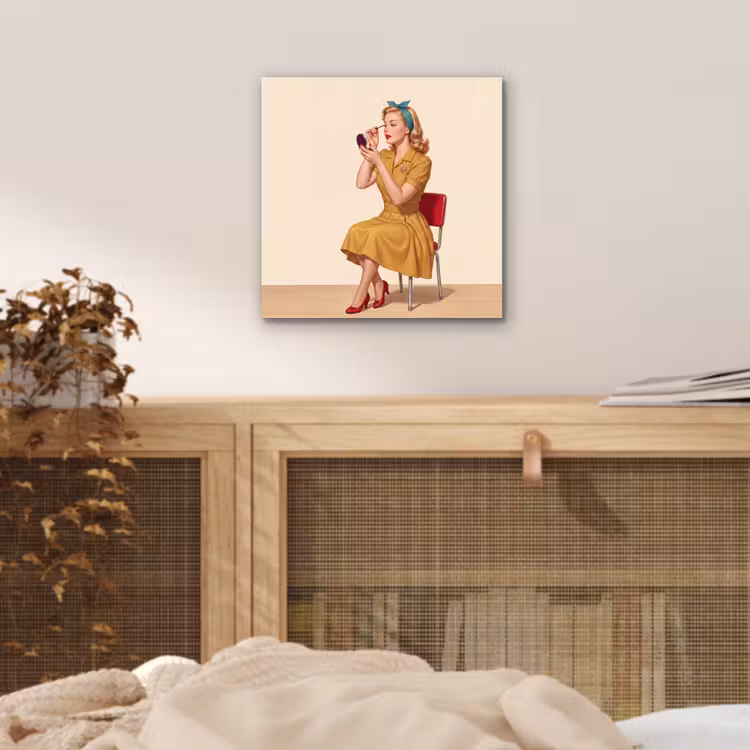 Illustratie - Mascara - Vrouw - Geel aluminium wit klein -sfeer3