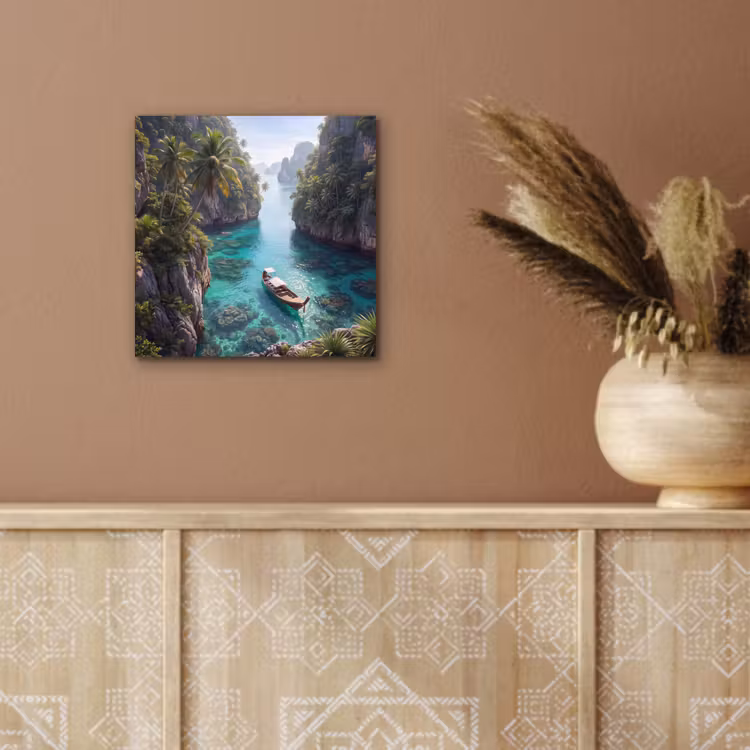 Eiland - Tropisch - Water - Palmbomen - Natuur aluminium wit klein -sfeer4