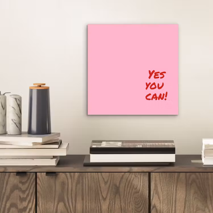 Yes you can do it - Rood - Roze aluminium wit klein -sfeer1