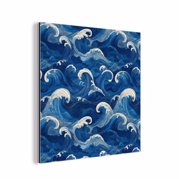 Japans - Oceaan - Golven - Blauw aluminium wit klein 46 -3d