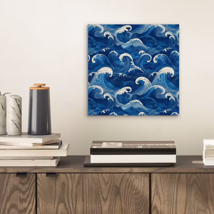 Japans - Oceaan - Golven - Blauw aluminium wit klein 46 -sfeer1