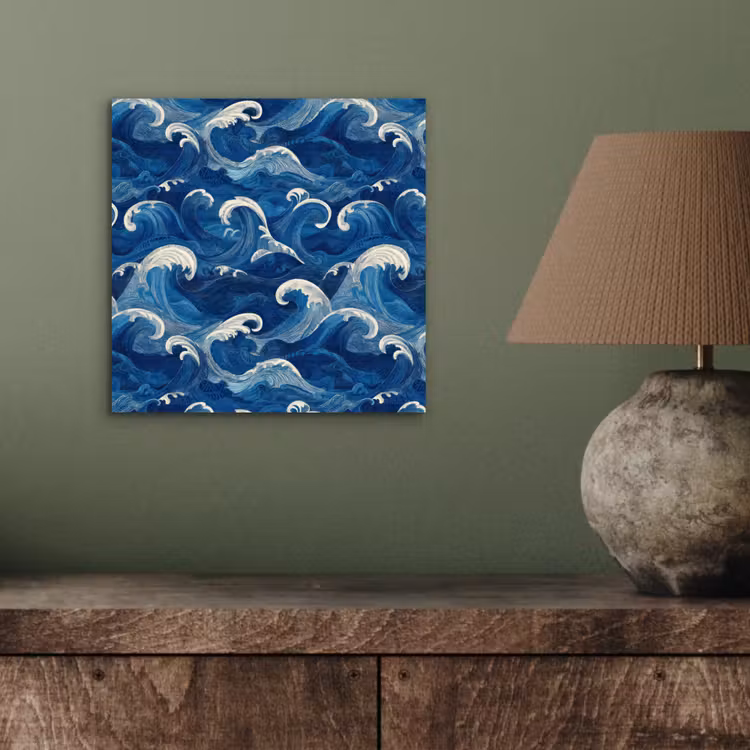 Japans - Oceaan - Golven - Blauw aluminium wit klein 46 -sfeer2