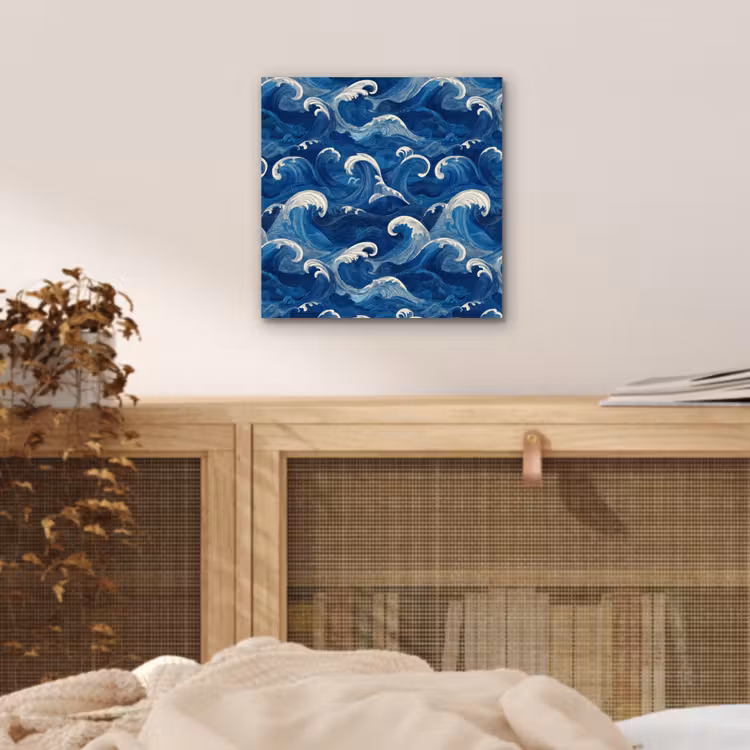 Japans - Oceaan - Golven - Blauw aluminium wit klein 46 -sfeer3