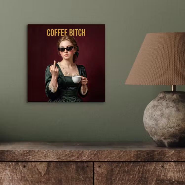 Koffie - Vrouw - Middelvinger aluminium wit klein -sfeer2