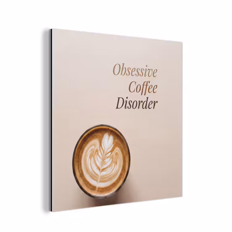 Koffie - Obessive Coffee Disorder - Beige aluminium wit klein -3d