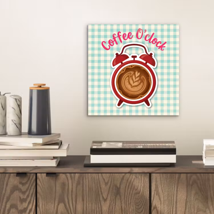 Koffie - Klok - Groen aluminium wit klein -sfeer1