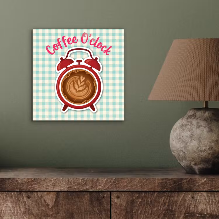 Koffie - Klok - Groen aluminium wit klein -sfeer2