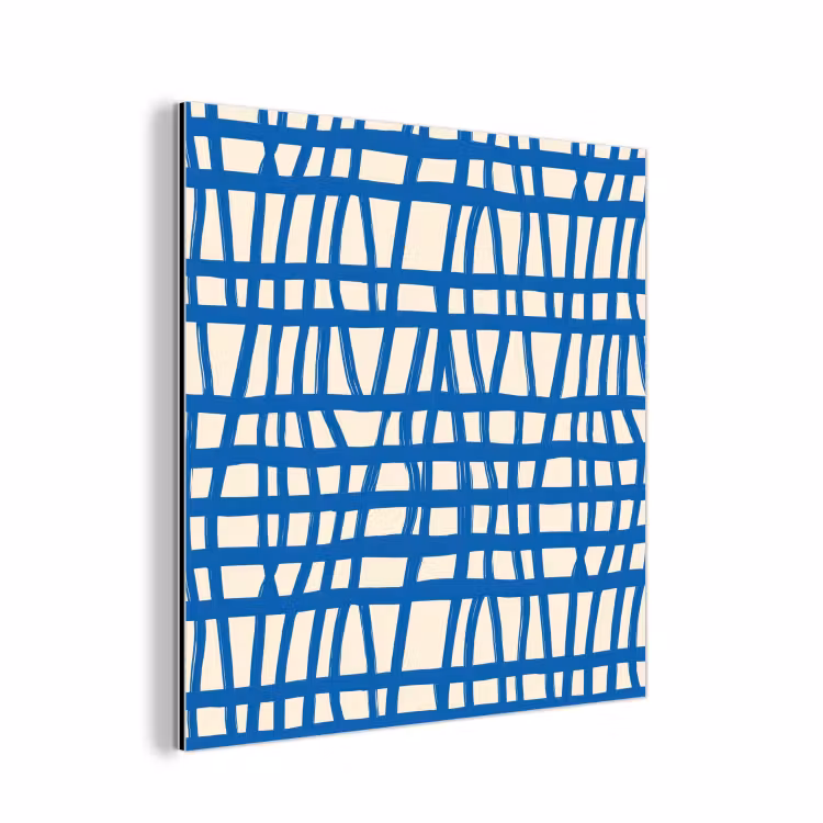 Ruitpatroon - Blauw - Crème aluminium wit klein 46 -3d