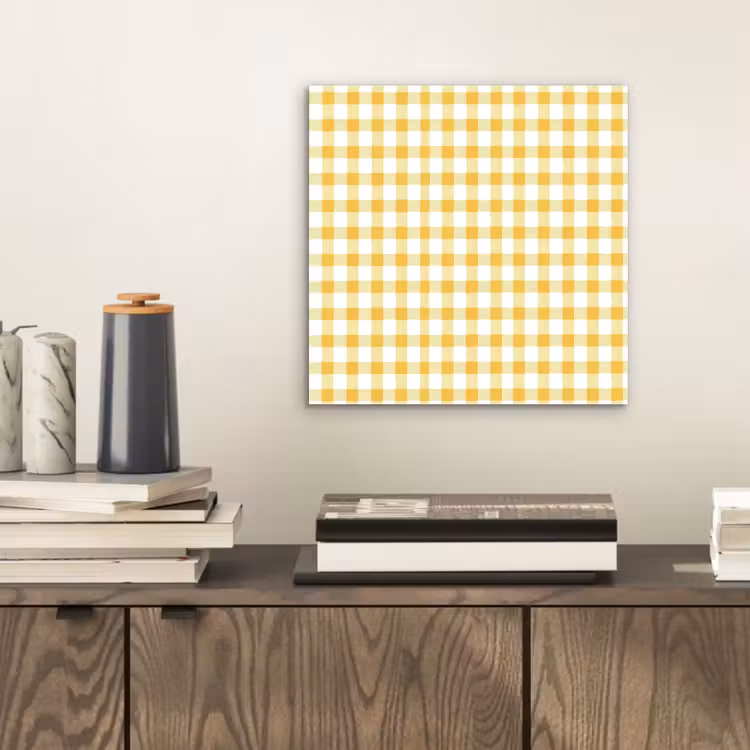 Ruit - Gingham - Klassiek - Geel en Wit aluminium wit klein 46 -sfeer1