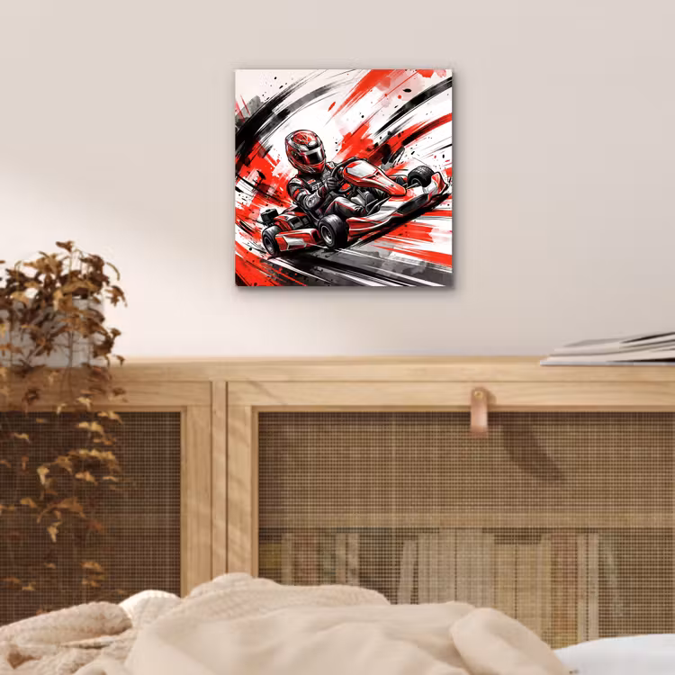 Kart - Coureur - Snelheid - Rood aluminium wit klein -sfeer3