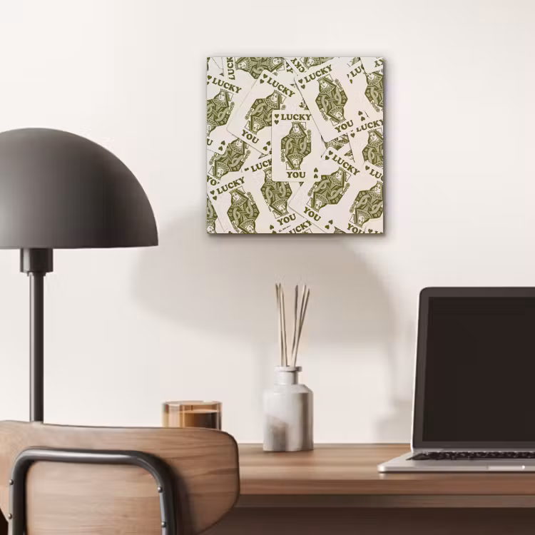Kaarten - Koningin - Patroon - Groen - Spel aluminium wit klein -sfeer5