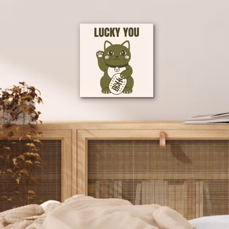 Kat - Geluk - Dieren - Modern - Groen aluminium wit klein -sfeer3