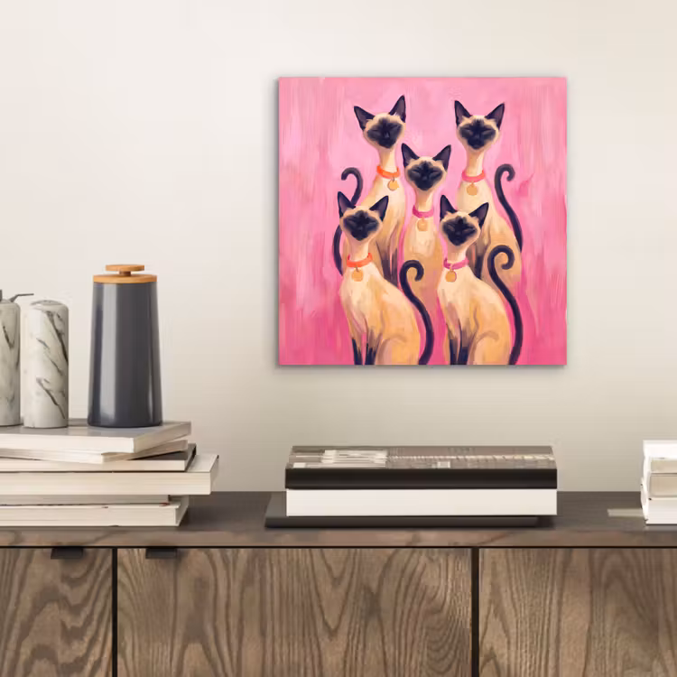 Kat - Groep - Dieren - Modern - Roze aluminium wit klein -sfeer1