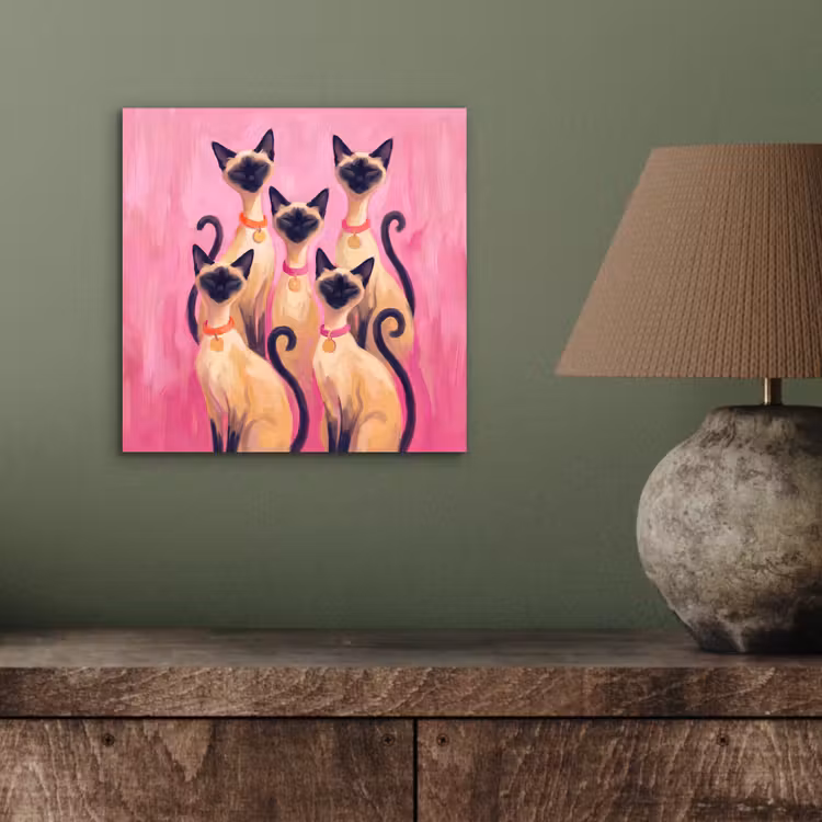 Kat - Groep - Dieren - Modern - Roze aluminium wit klein -sfeer2
