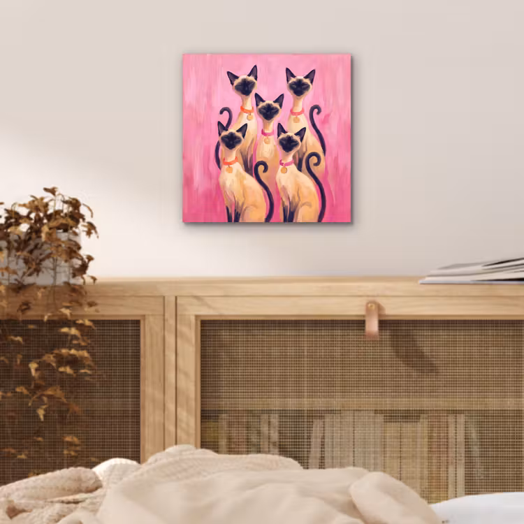 Kat - Groep - Dieren - Modern - Roze aluminium wit klein -sfeer3