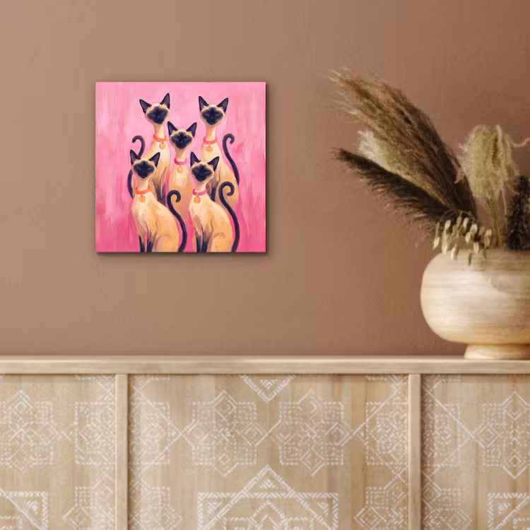Kat - Groep - Dieren - Modern - Roze aluminium wit klein -sfeer4
