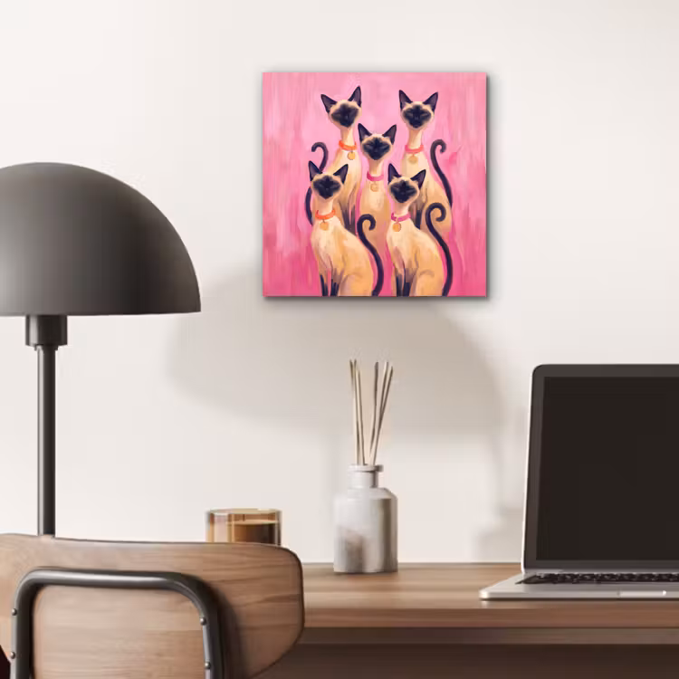 Kat - Groep - Dieren - Modern - Roze aluminium wit klein -sfeer5