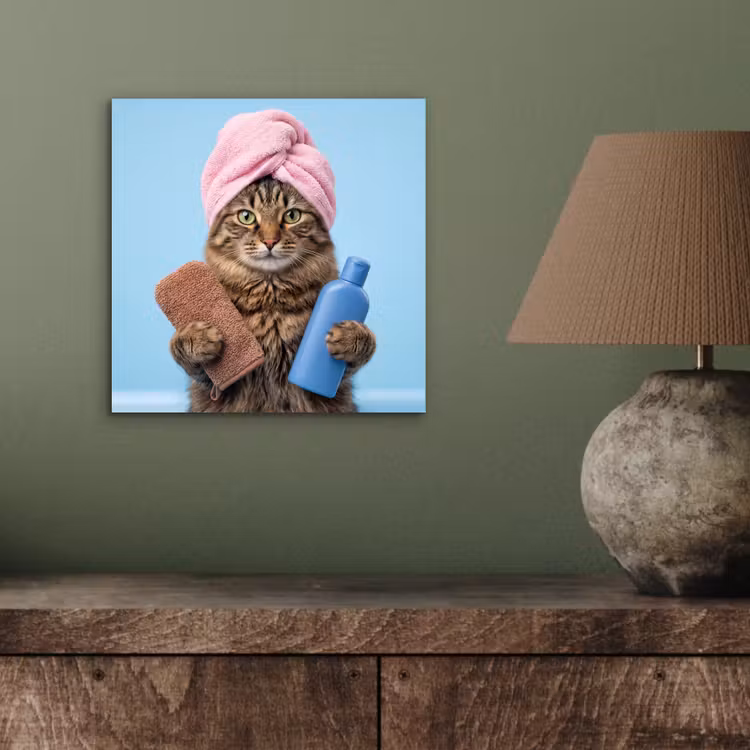 Kat - Handdoek - Washand - Zeep aluminium wit klein -sfeer2