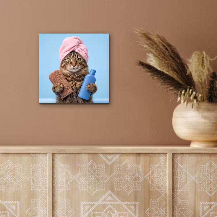 Kat - Handdoek - Washand - Zeep aluminium wit klein -sfeer4