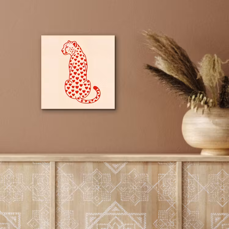 Kat - Harten - Dieren - Modern - Rood aluminium wit klein -sfeer4