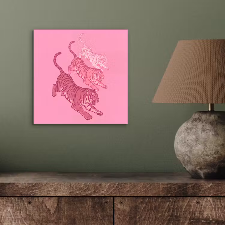 Kat - Springend - Dieren - Roze - Modern aluminium wit klein -sfeer2