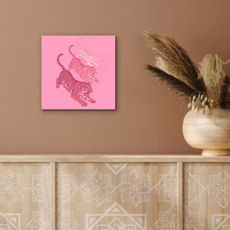 Kat - Springend - Dieren - Roze - Modern aluminium wit klein -sfeer4