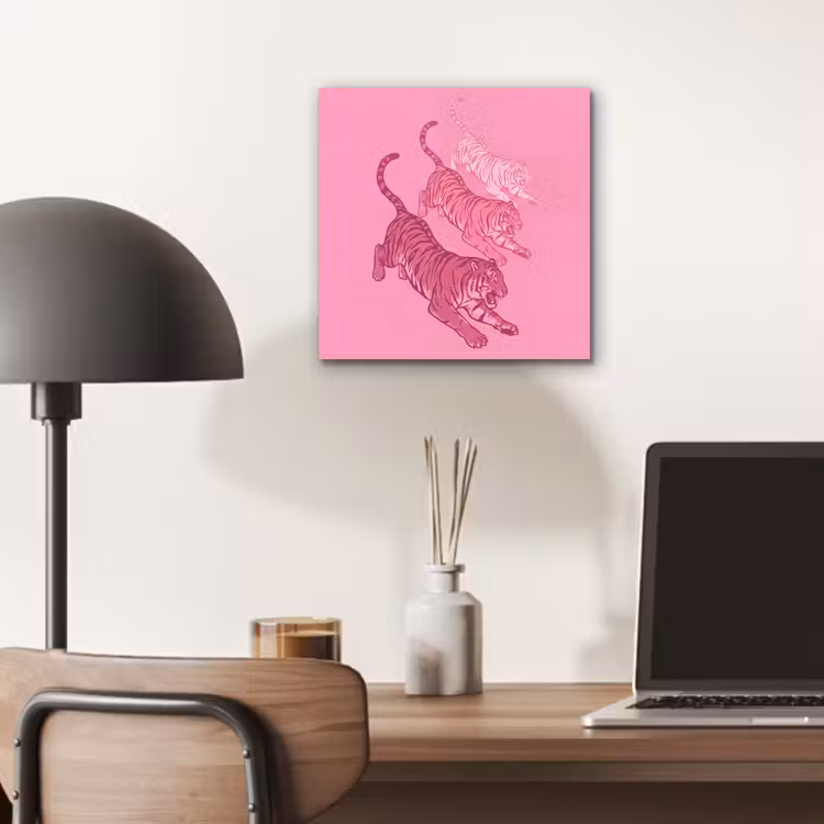 Kat - Springend - Dieren - Roze - Modern aluminium wit klein -sfeer5