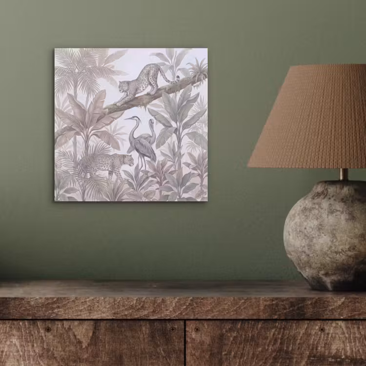 Kat - Vogel - Jungle - Illustratie - Dieren aluminium wit klein -sfeer2