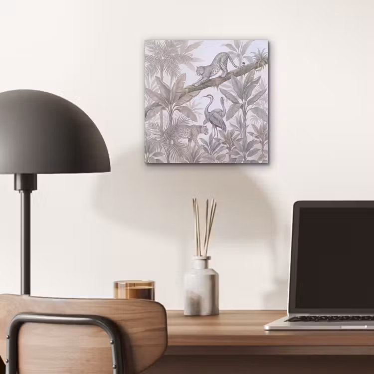 Kat - Vogel - Jungle - Illustratie - Dieren aluminium wit klein -sfeer5