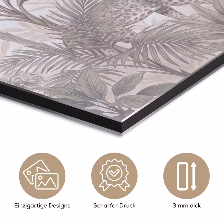 Kat - Vogel - Jungle - Illustratie - Dieren aluminium wit klein -closeup_DE