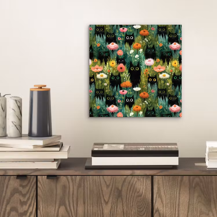 Katten - Bloemen - Kleurrijk aluminium wit klein 46 -sfeer1