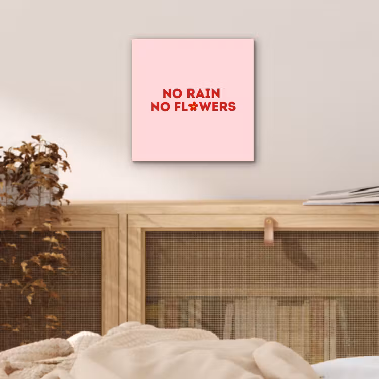 No rain no flowers - Minimalistisch - Roze - Bloem aluminium wit klein -sfeer3