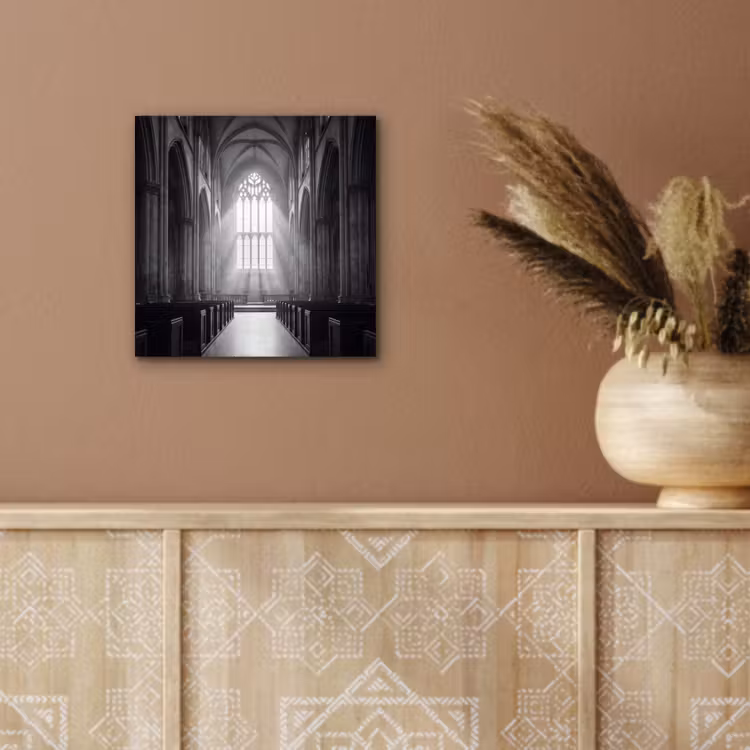 Kerk - Interieur - Lichtstralen - Architectuur - Klassiek aluminium wit klein -sfeer4