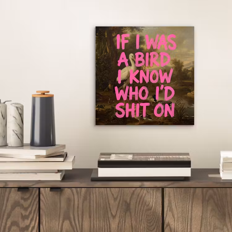 Klassiek - Humor - Roze aluminium wit klein -sfeer1