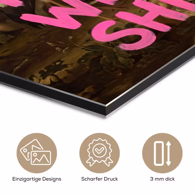 Klassiek - Humor - Roze aluminium wit klein -closeup_DE