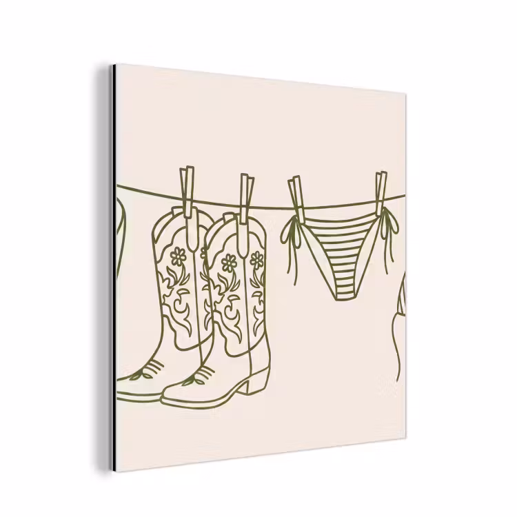 Kleding - Waslijn - Zomer - Lijntekening - Groen aluminium wit klein -3d