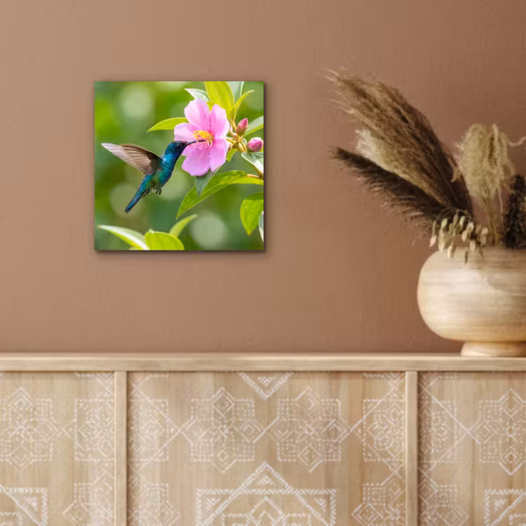 Kolibrie - Bloem - Natuur - Groen aluminium wit klein -sfeer4