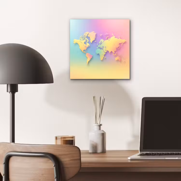 Continenten - Pastelkleuren - Overloop aluminium wit klein -sfeer5