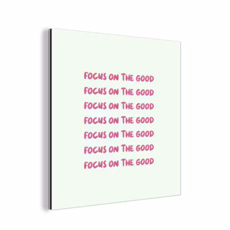 Focus on the good - Roze aluminium wit klein -3d